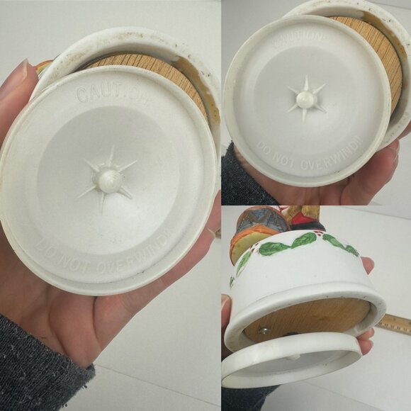 Vtg Christmas Windup Musical Teddy Bear Figurine Jingle Bells Song Ceramic - Picture 7 of 9